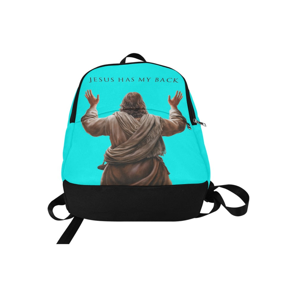 "Jesus Has My Back" design Christian Backpack (Choose Blue Shade)