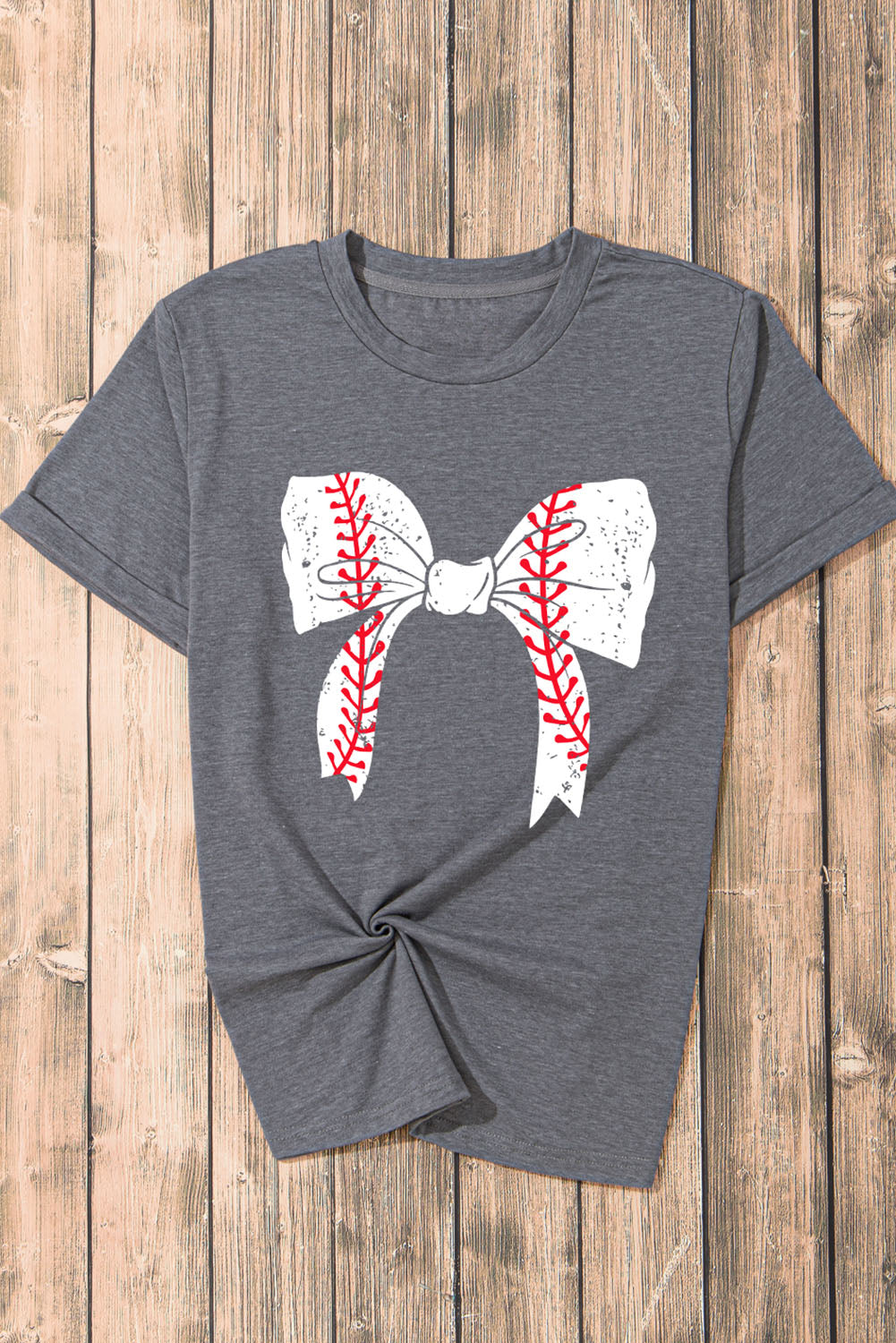 Black Baseball Bowknot Graphic Casual Tee