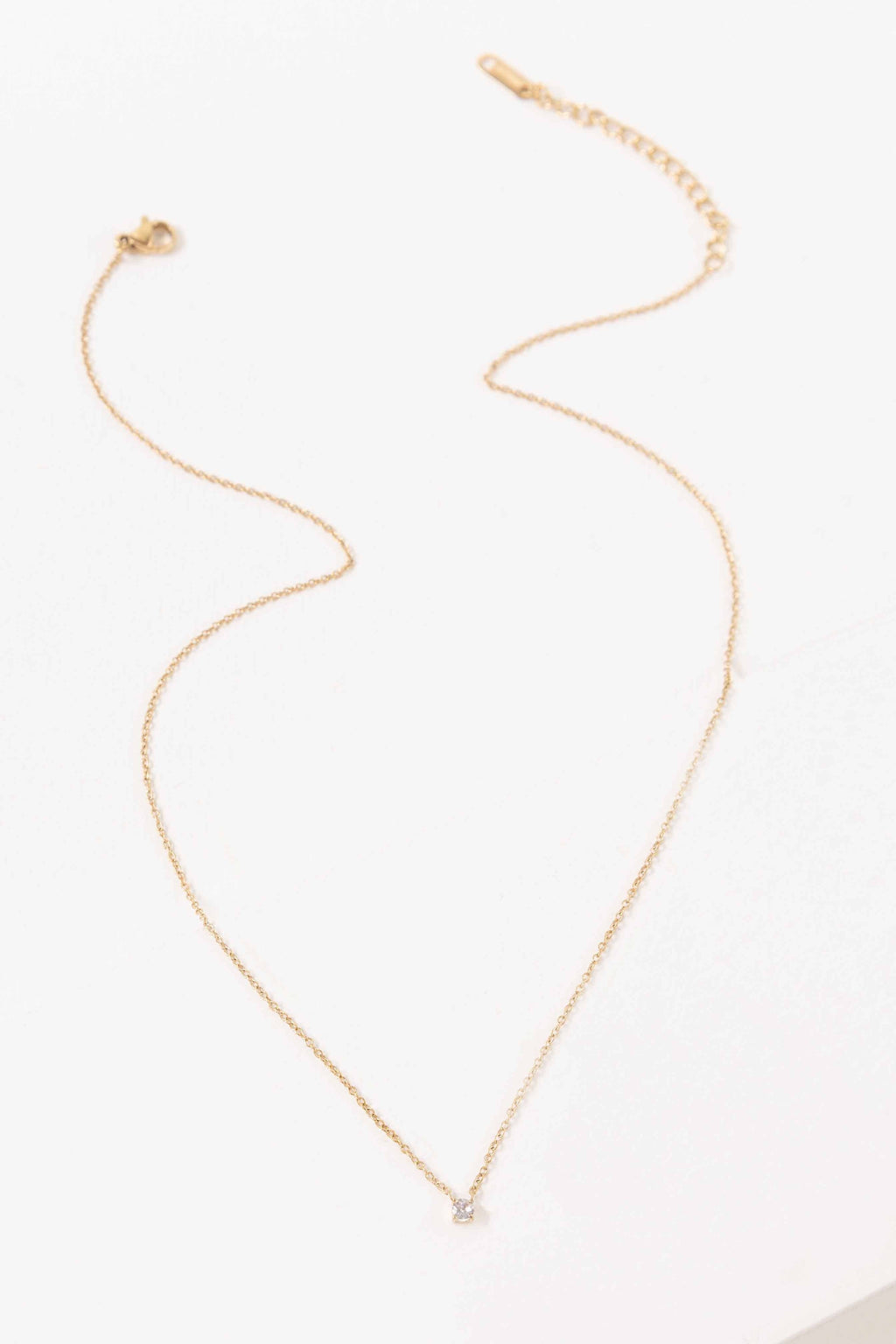 Classic Single Stone Necklace | Gold
