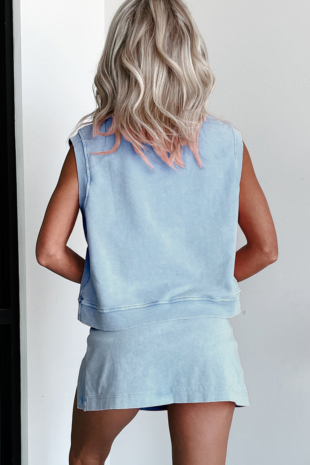 Phalaenopsis Mineral Wash Sleeveless Top and Split Skort Set