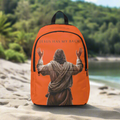 "Jesus Has My Back" Graphic design Christian Backpack (Choose Orange Shade)