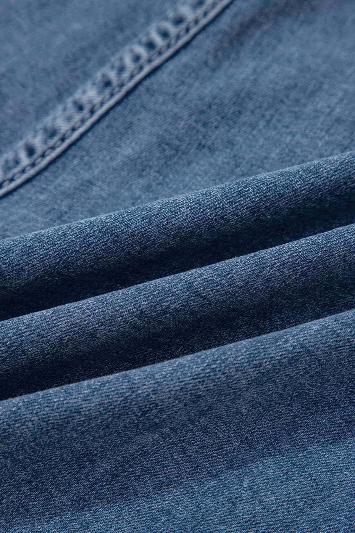 Dusk Blue Flap Pockets Denim Shorts