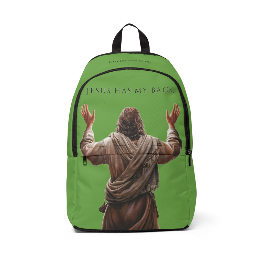"Jesus Has My Back" Christian Backpack (Choose Green Shade)