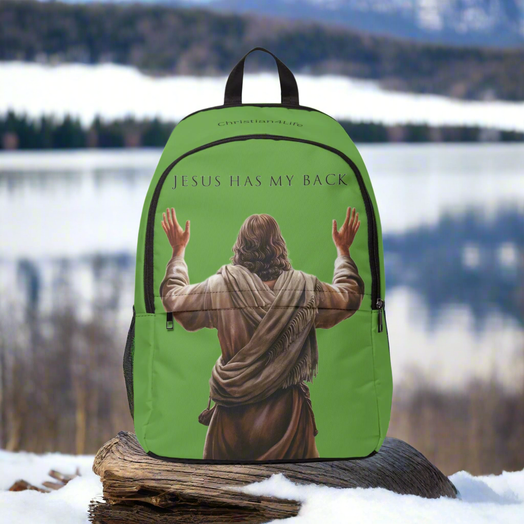 "Jesus Has My Back" Christian Backpack (Choose Green Shade)