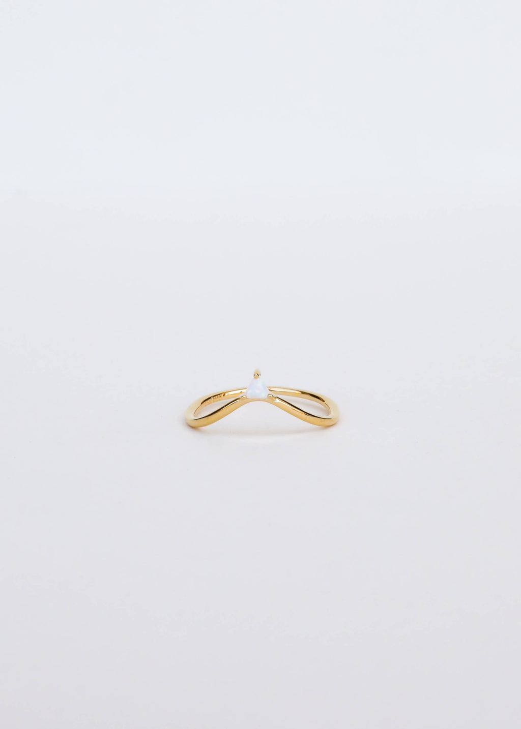 Gold Rings - Arched Triangle - White Opal