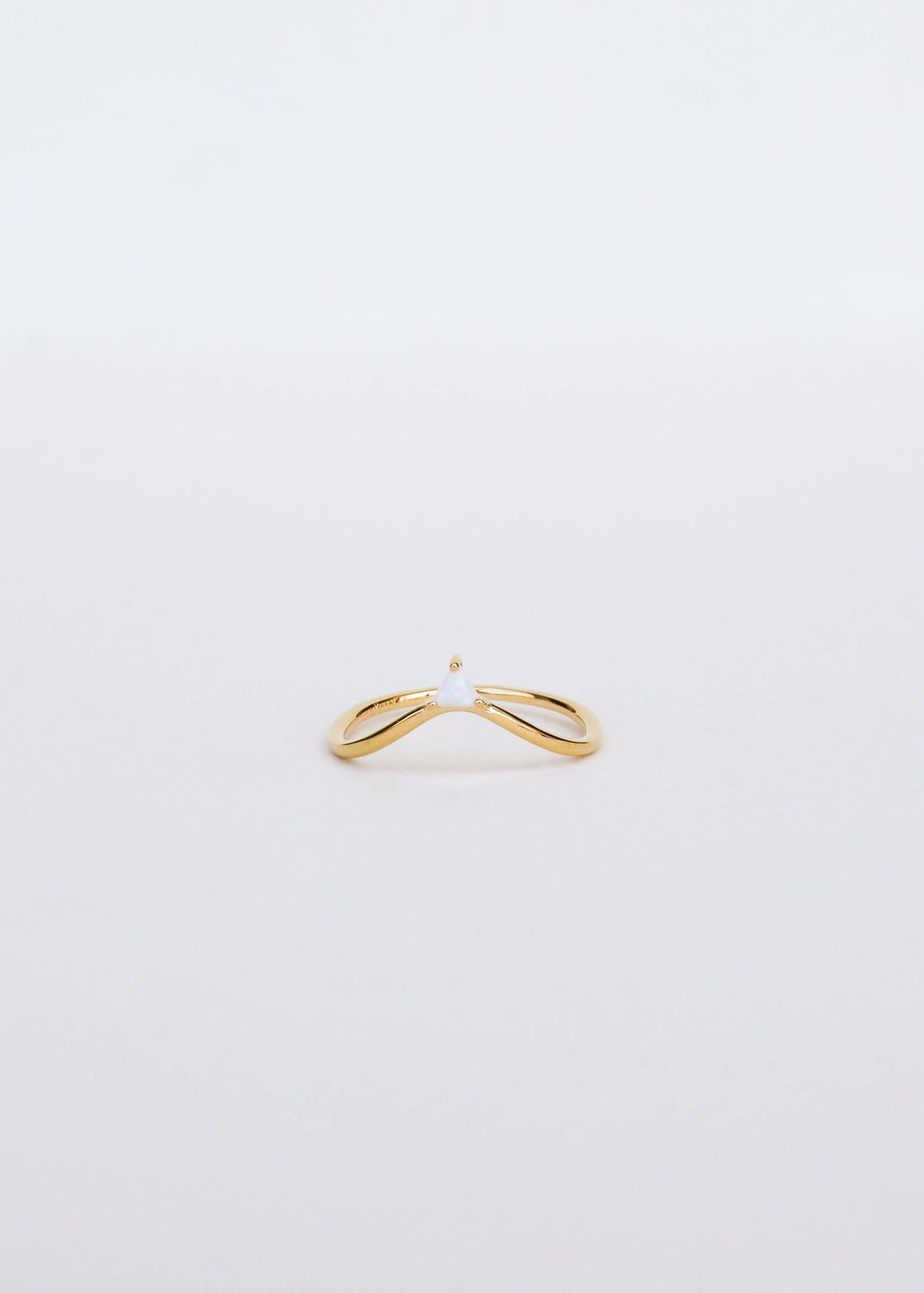 Gold Rings - Arched Triangle - White Opal