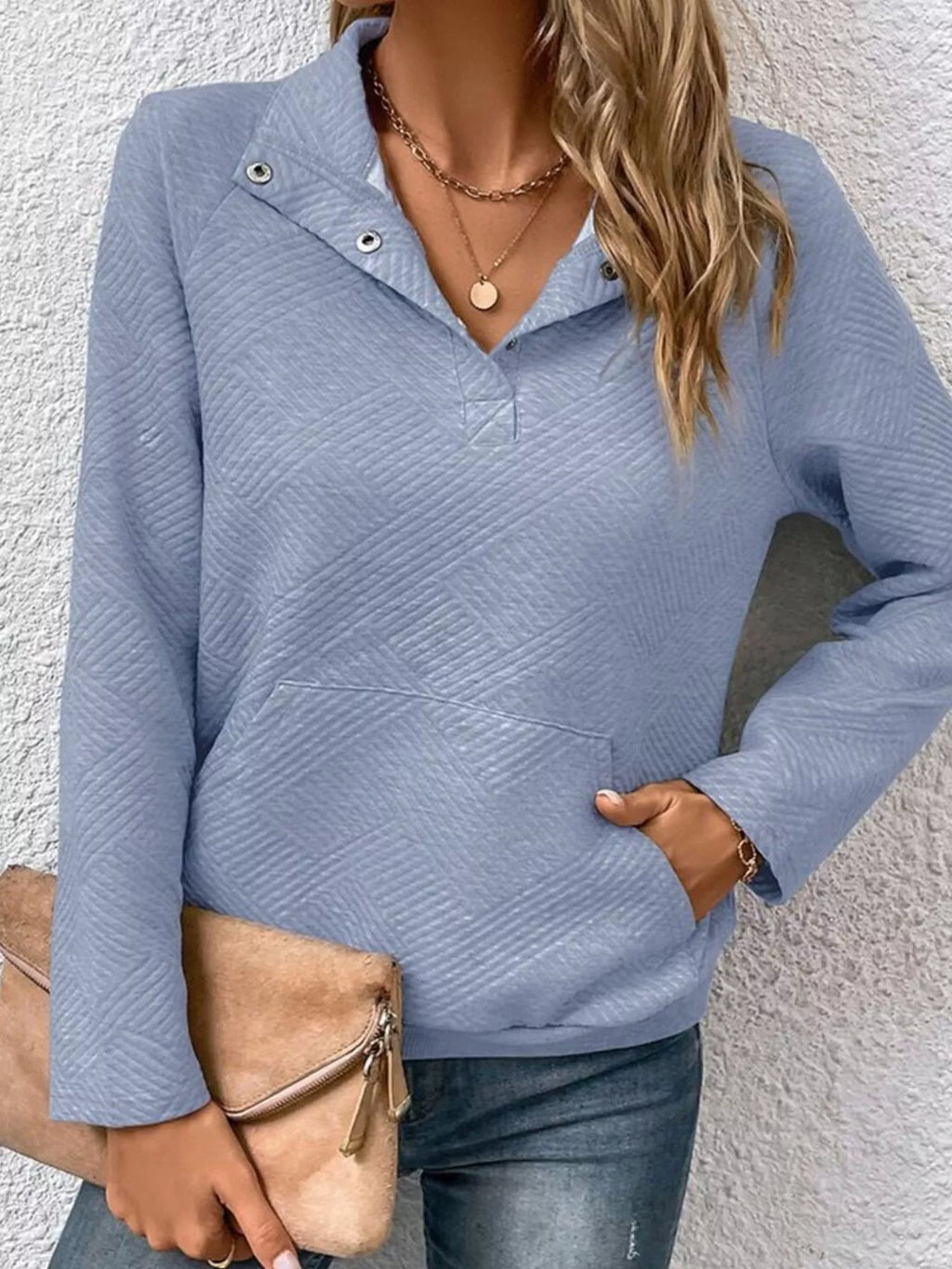 Textured Quarter Snap Sweatshirt