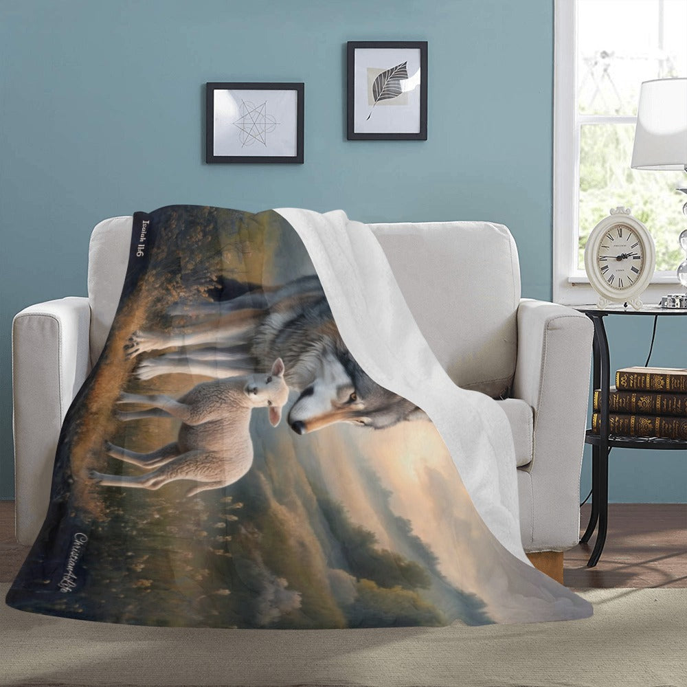 Wolf and Lamb-Isaiah 11:6 -Ultra-Soft Micro Fleece Blanket (multiple sizes)