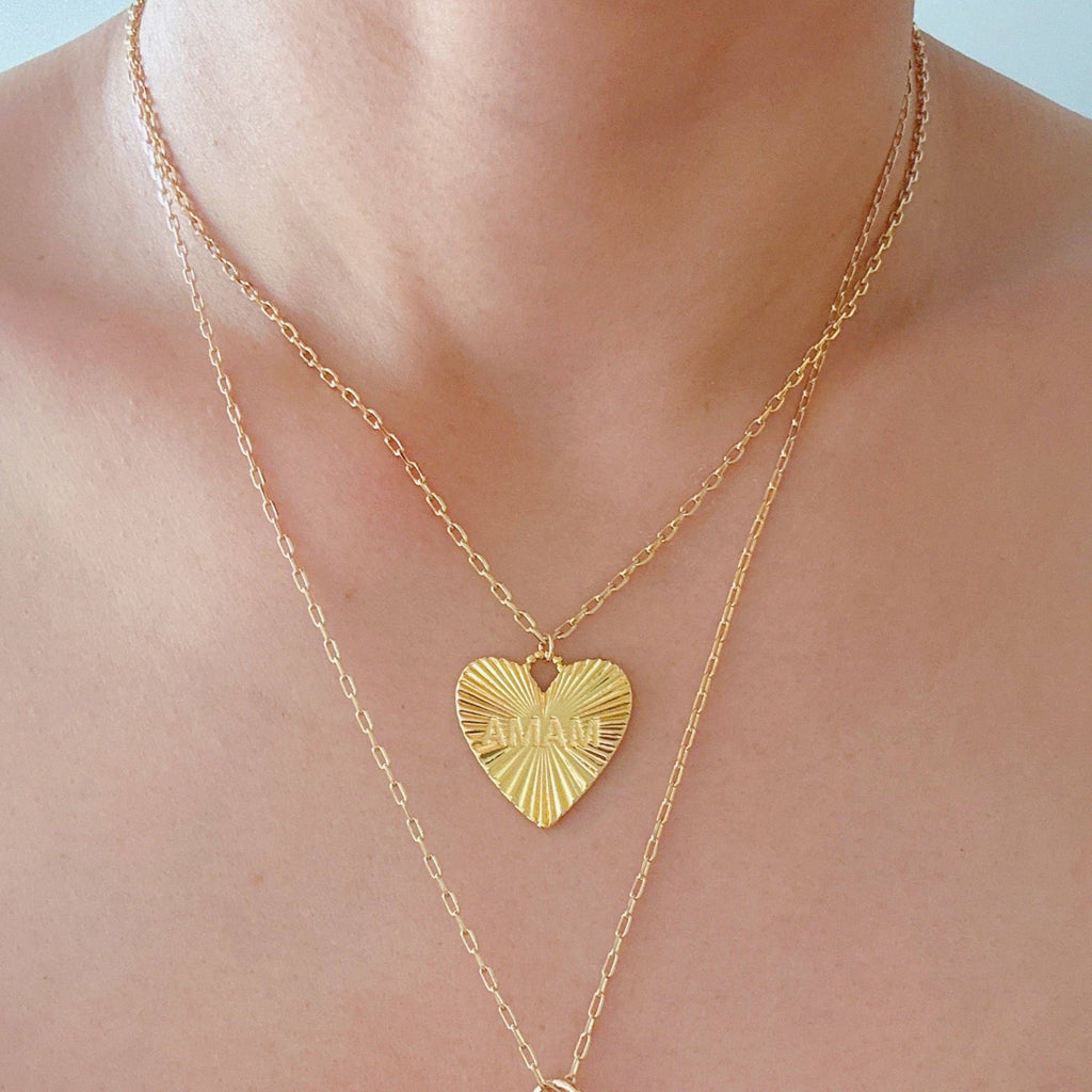Golden Glow Mama Heart Necklace