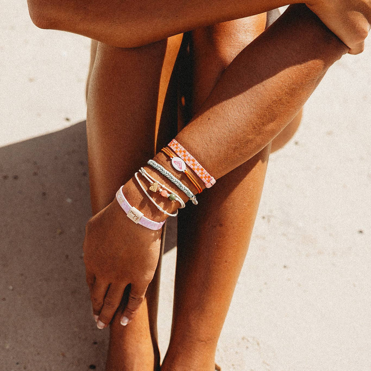 "Roxy Pink Tropics" Pink and Coral Island Vibe Hair Tie Bracelets
