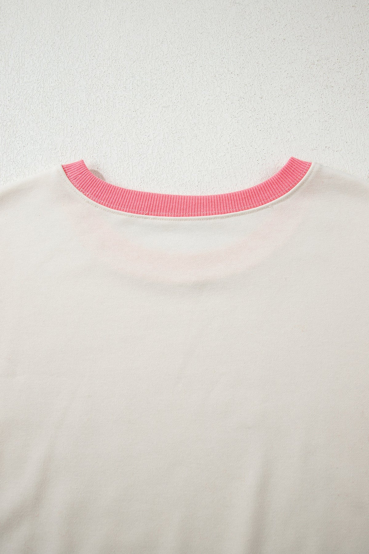 White Color Block Striped Patchwork Dolman Slit Sweatshirt