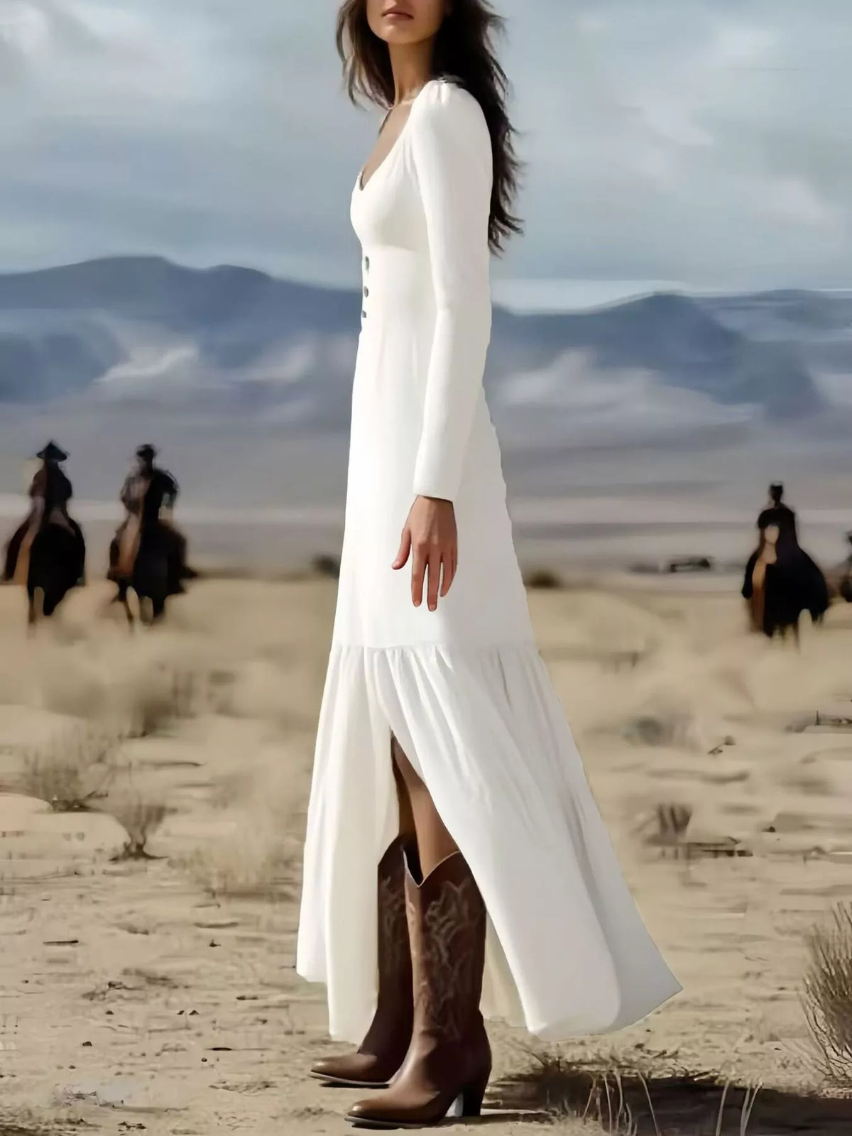 Slit Long Sleeve Dress