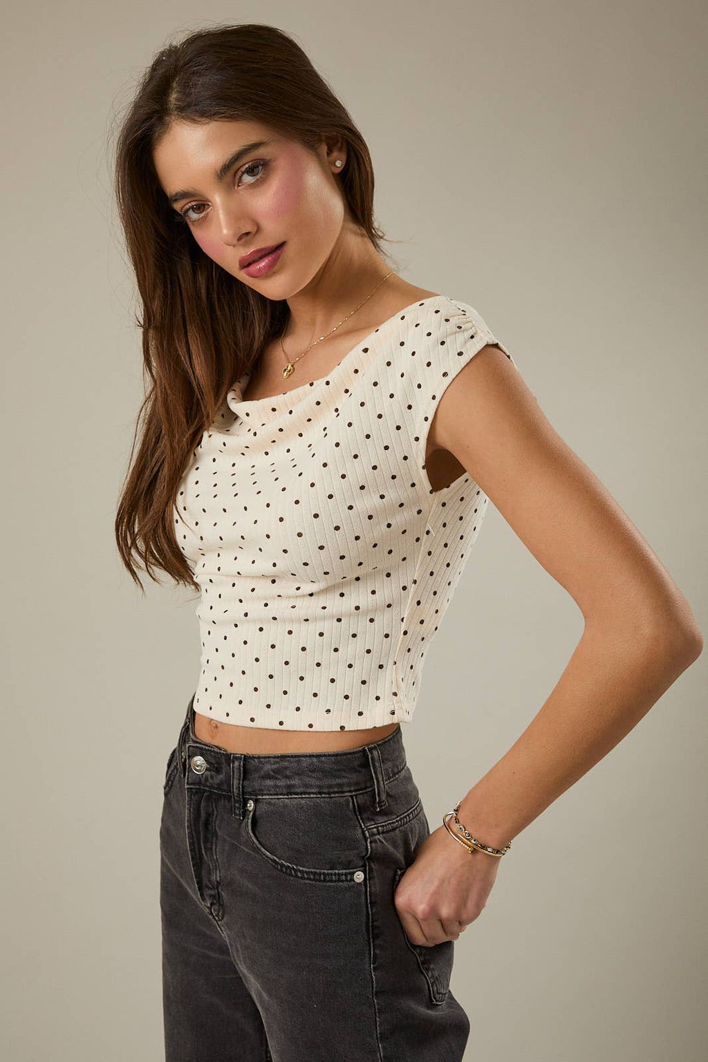 Bailee Slouchy Polka Dot Top