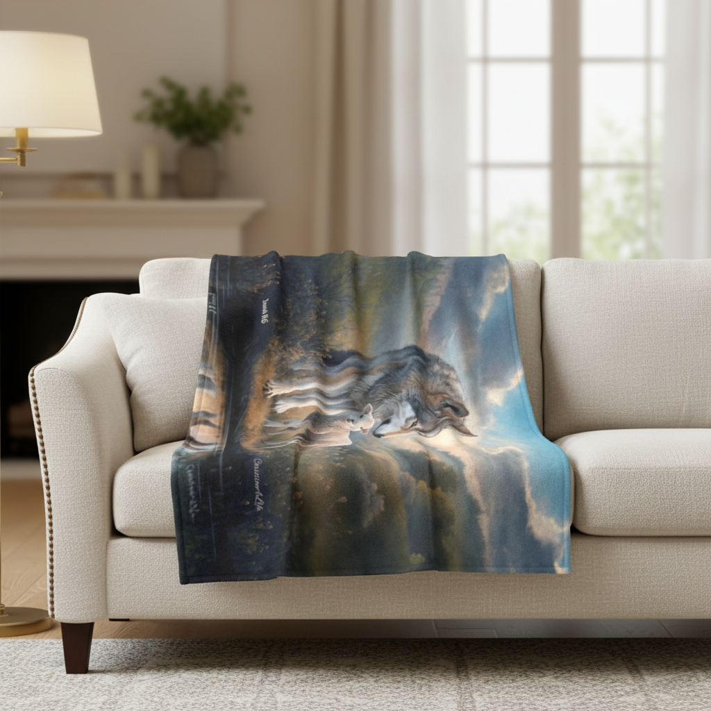 Wolf and Lamb Reflection Isaiah 11:6 Ultra-Soft Micro Fleece Blanket (multiple sizes)