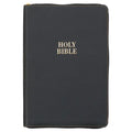 KJV Bible Thinline Large Print (Faux Leather, Black W/Zipper) - Leather
