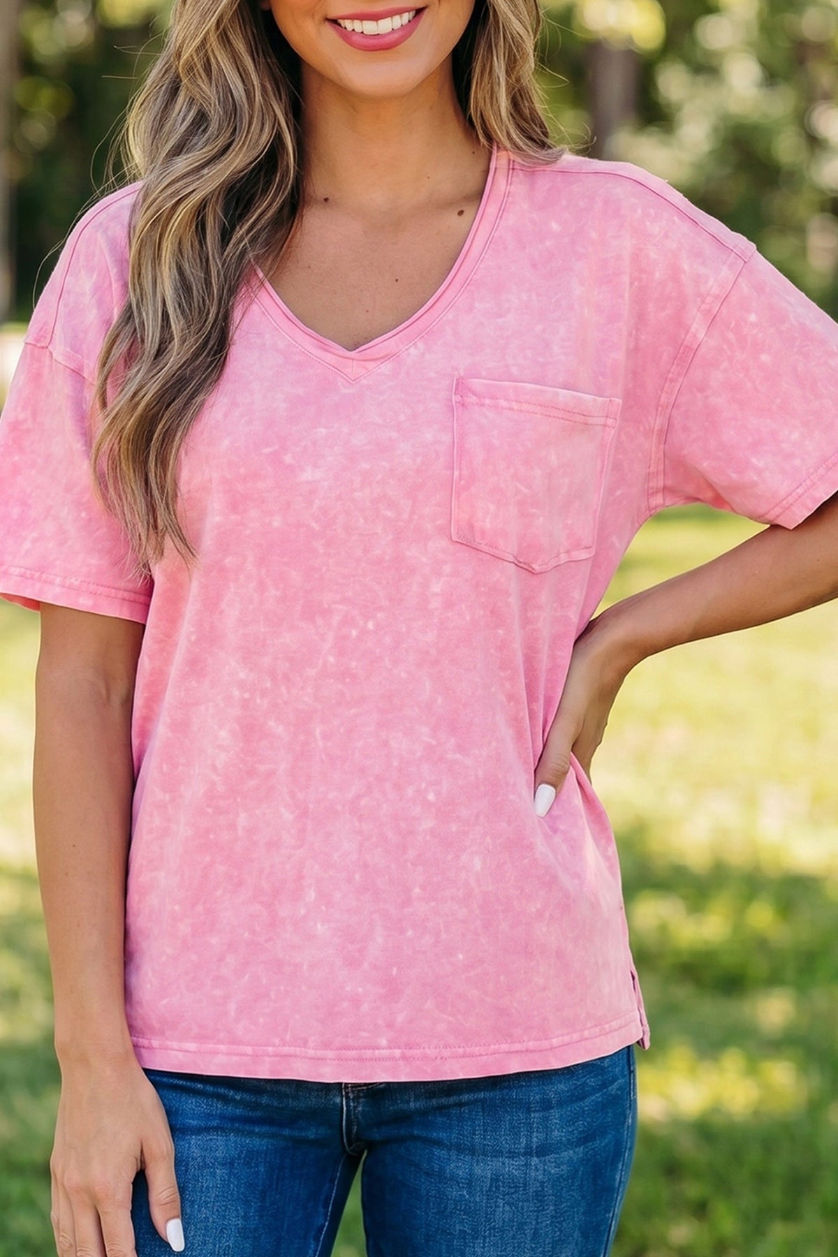Sachet Pink Cotton Mineral Wash T Shirt