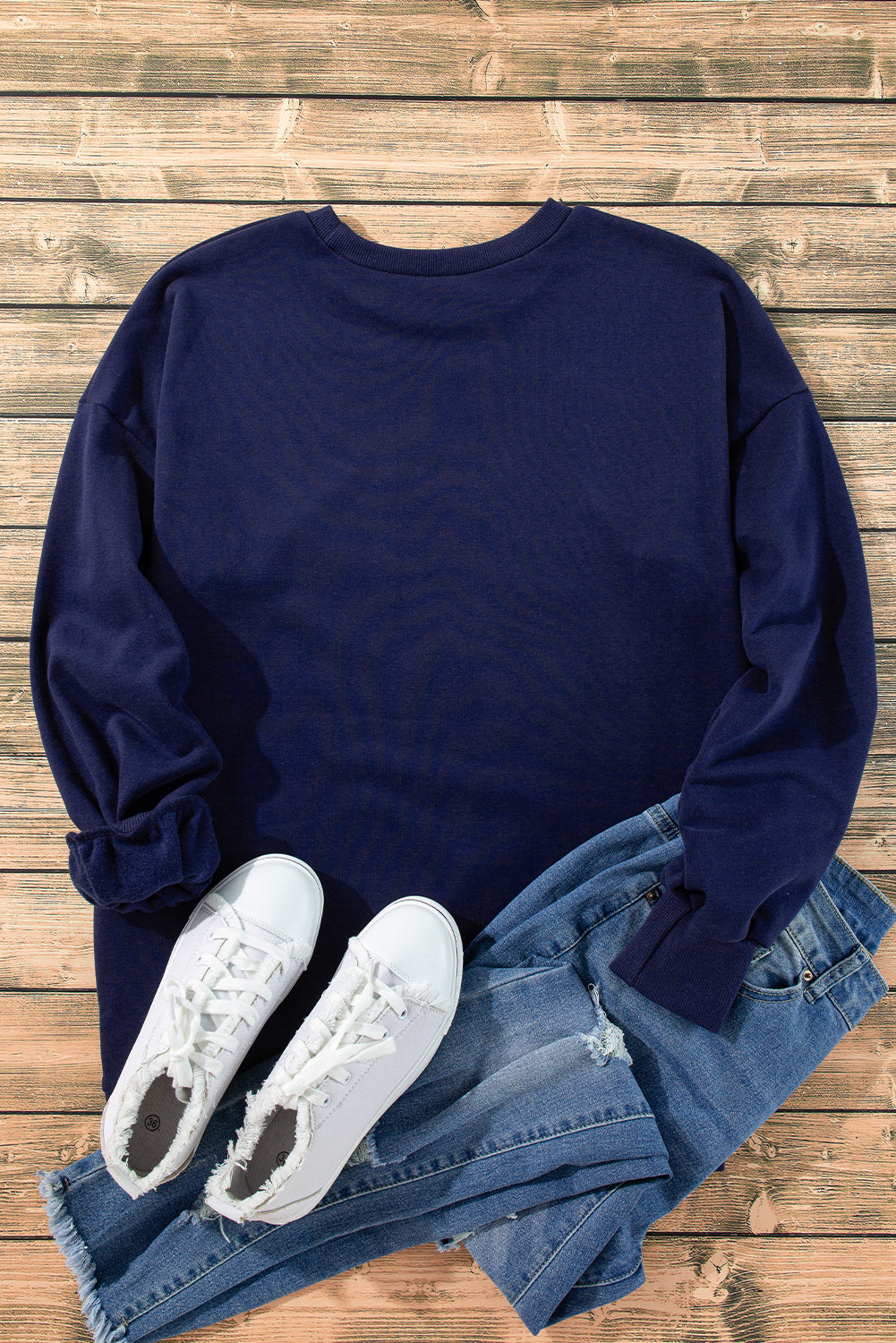 Sea Green Solid Fleece Lined Drop Shoulder High Low Sweatshirt