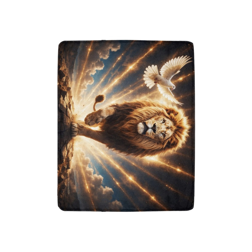Lion of Judah, Holy Spirit, Clouds and Golden Rays -Ultra-Soft Micro Fleece Blanket (4 sizes)