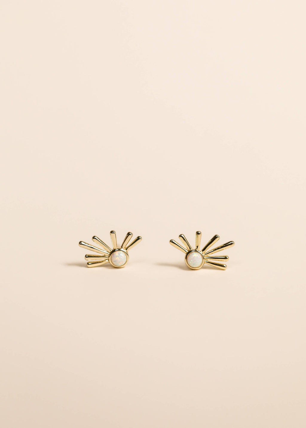 Sun Ray White Opal Earring