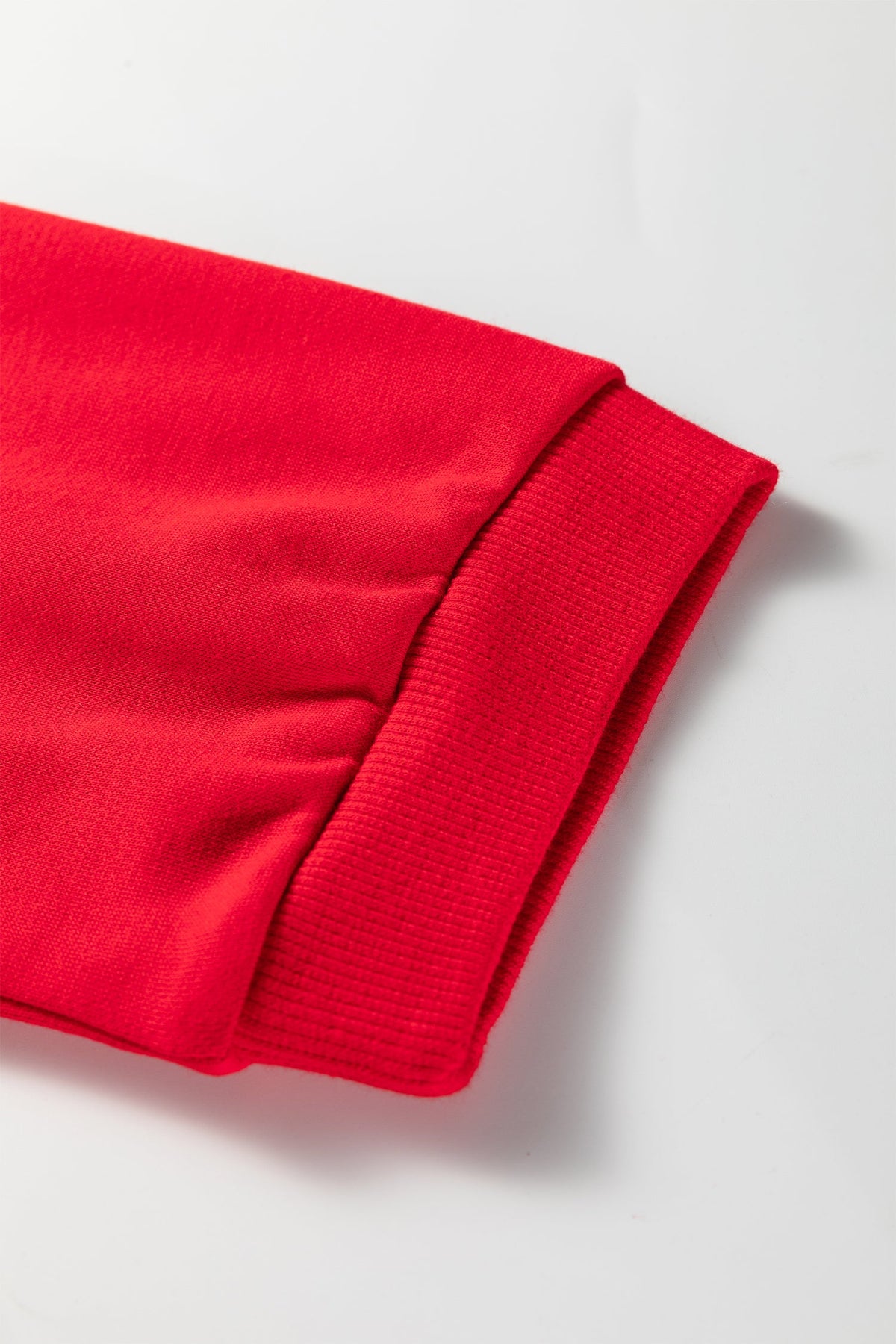Fiery Red Floral Bow Patched Exposed Seam Patchwork Slit Baggy Sweatshirt