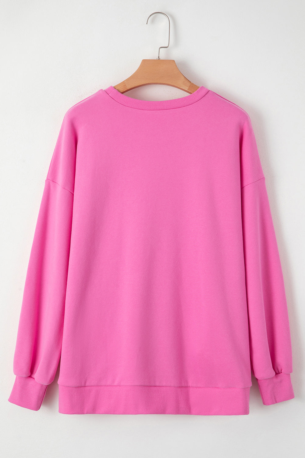 Sea Green Solid Fleece Lined Drop Shoulder High Low Sweatshirt