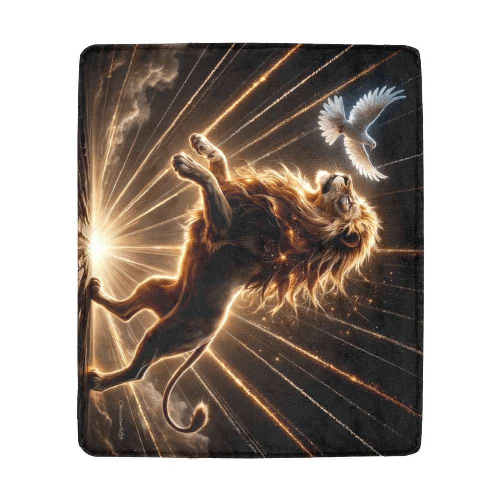 Lion of Judah and Holy Spirit with Golden Rays -Ultra Soft Micro Fleece Blanket (multiple sizes)