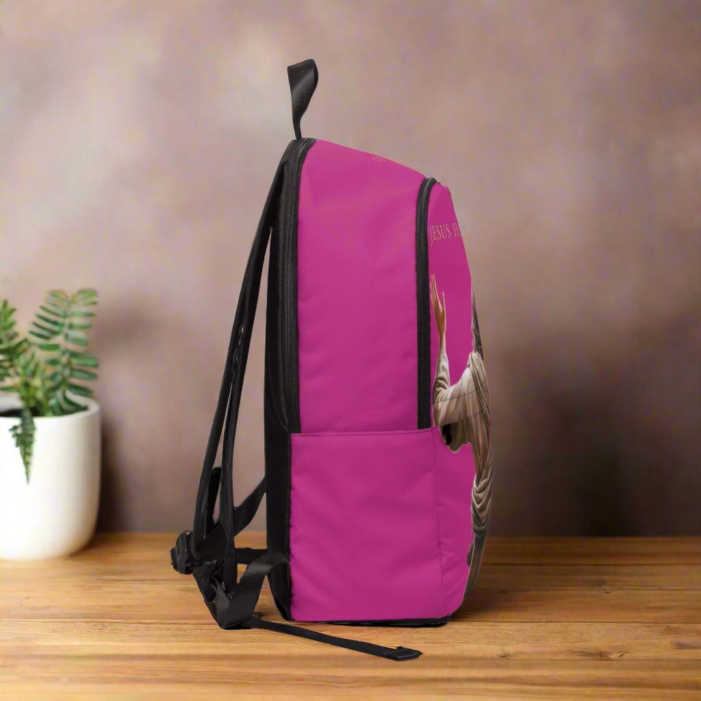 "Jesus Has My Back" Christian Backpack (Choose Pink Shade)
