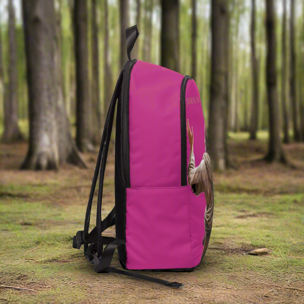 "Jesus Has My Back" Christian Backpack (Choose Pink Shade)