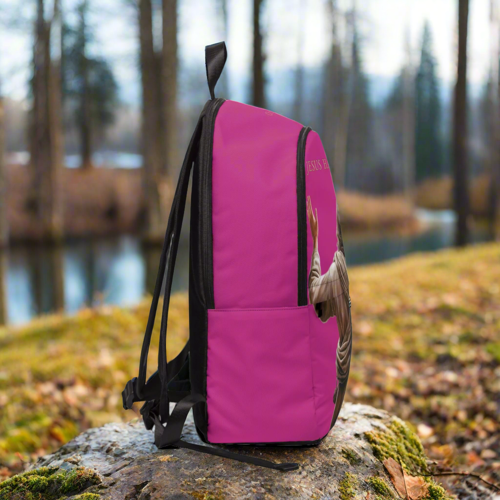 "Jesus Has My Back" Christian Backpack (Choose Pink Shade)