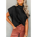 Black Patch Pocket Ribbed Knit Short Sleeve Sweater Knitwear Womenswear