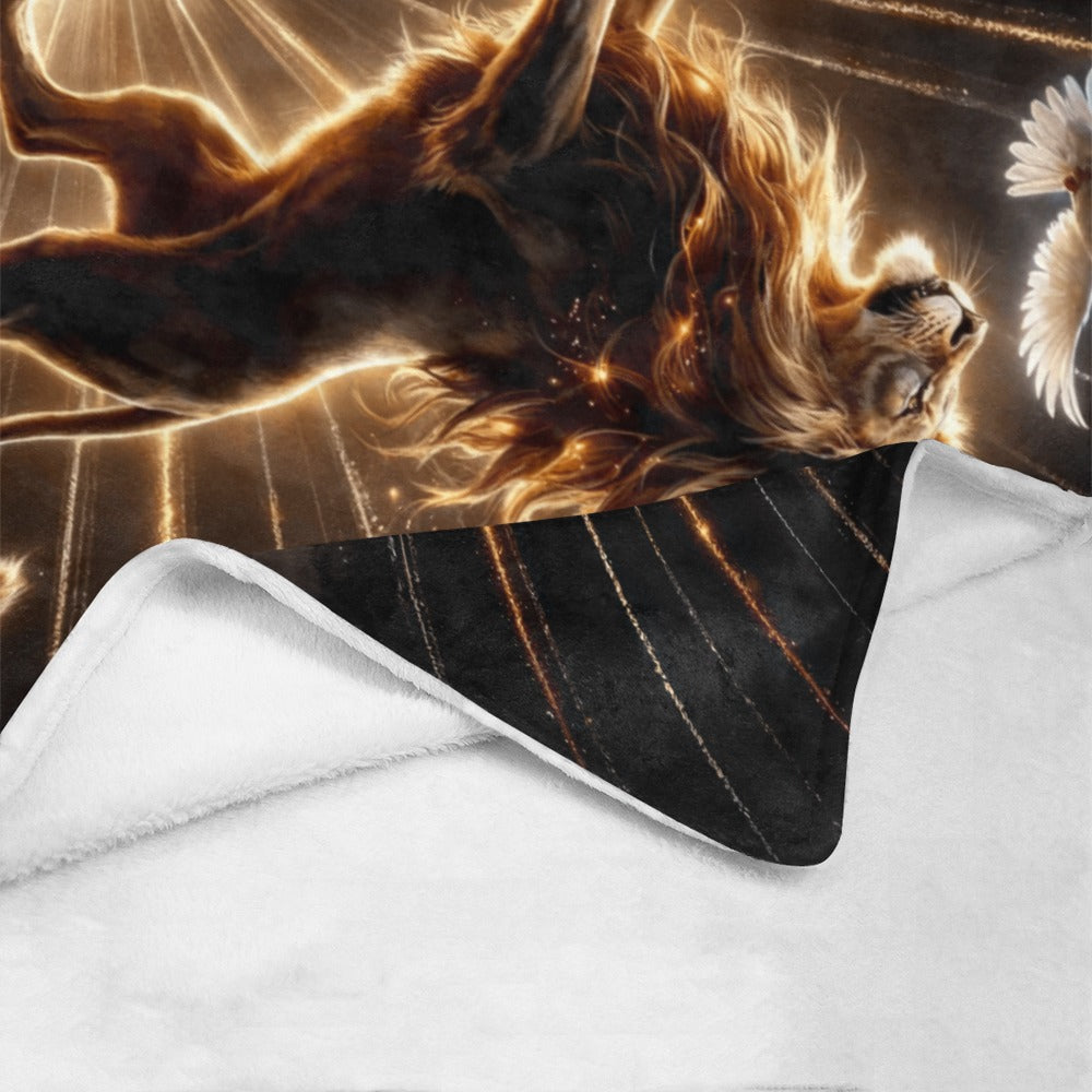 Lion of Judah and Holy Spirit with Golden Rays -Ultra Soft Micro Fleece Blanket (multiple sizes)