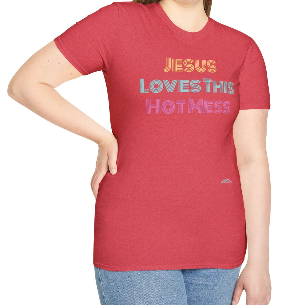 Unisex "Jesus Loves this Hot Mess" Christian Cotton Softstyle T-Shirt