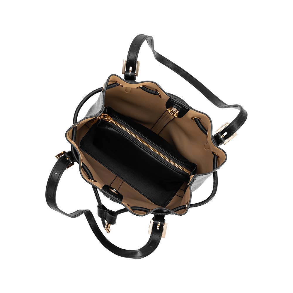 Sally Black Recycled Vegan Leather Shoulder Bag