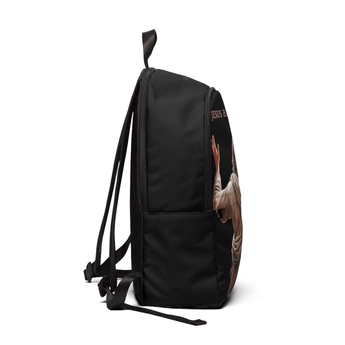 "Jesus Has My Back" Graphic design Christian Backpack (black)