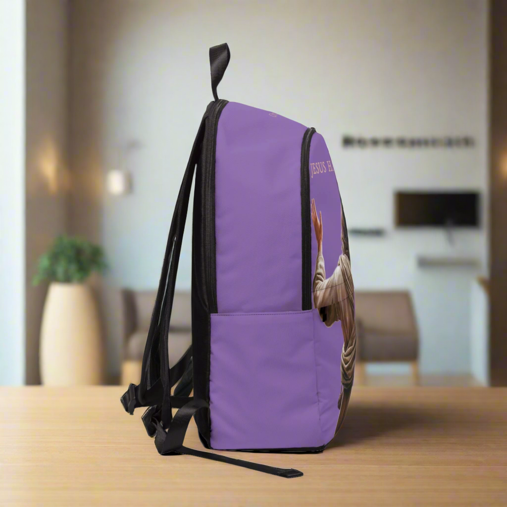 "Jesus Has My Back" Christian Backpack (Choose Purple Shade)