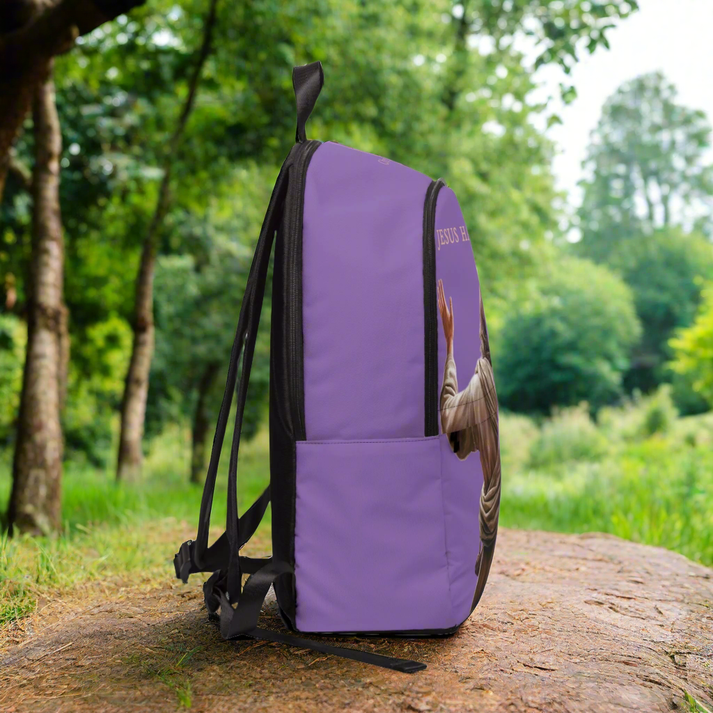 "Jesus Has My Back" Christian Backpack (Choose Purple Shade)