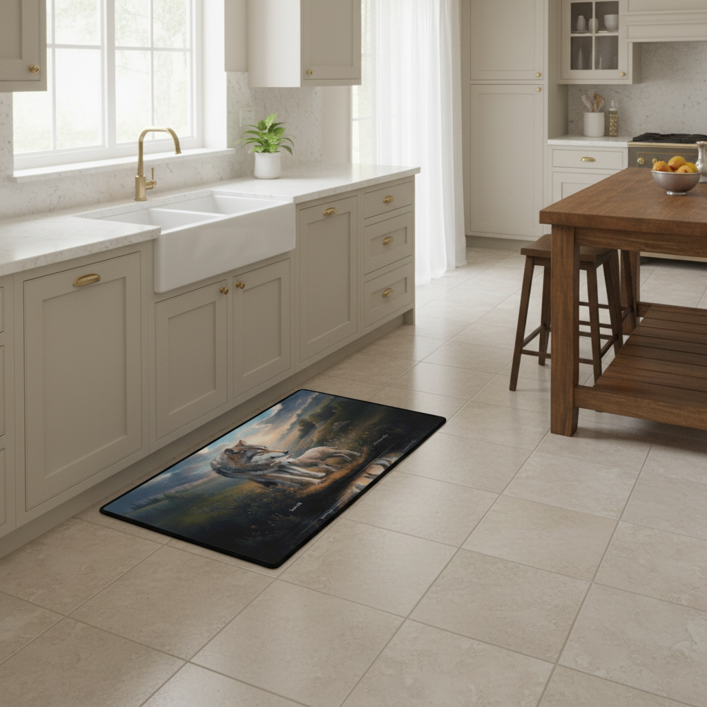 Wolf and Lamb Christian area rug / Mat 31" x 20" (choose from 3 designs) with Black Binding