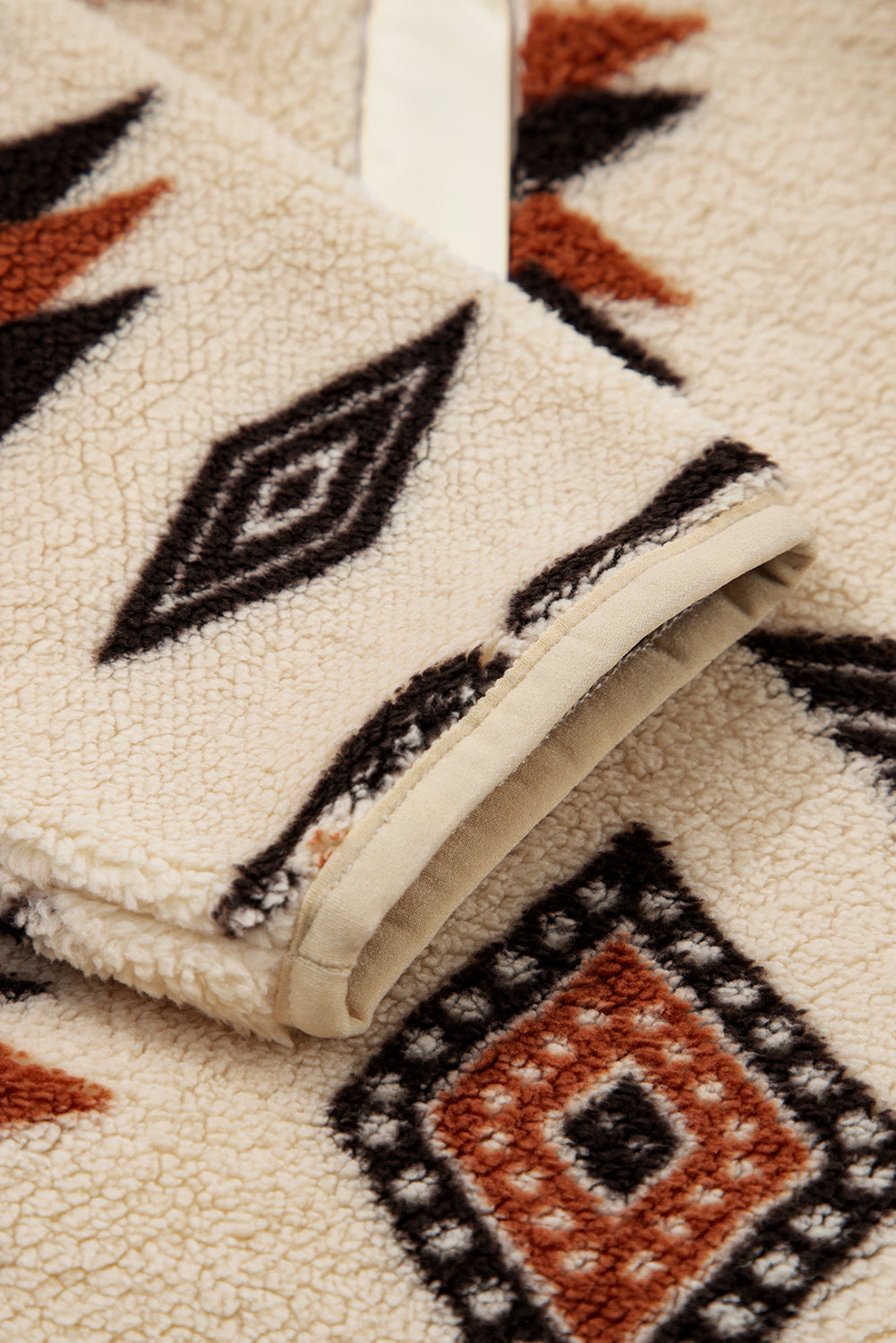 Black Western Aztec Half Zip Plush Sweatshirt