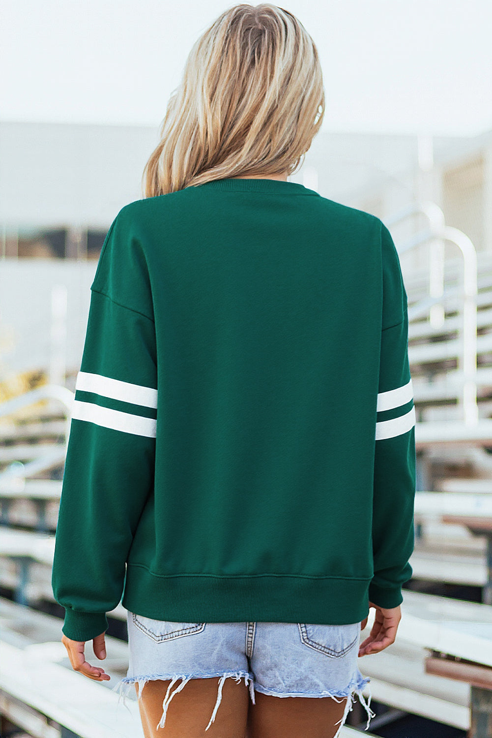 Coffee Varsity Striped Detail Drop Shoulder Oversized Sweatshirt