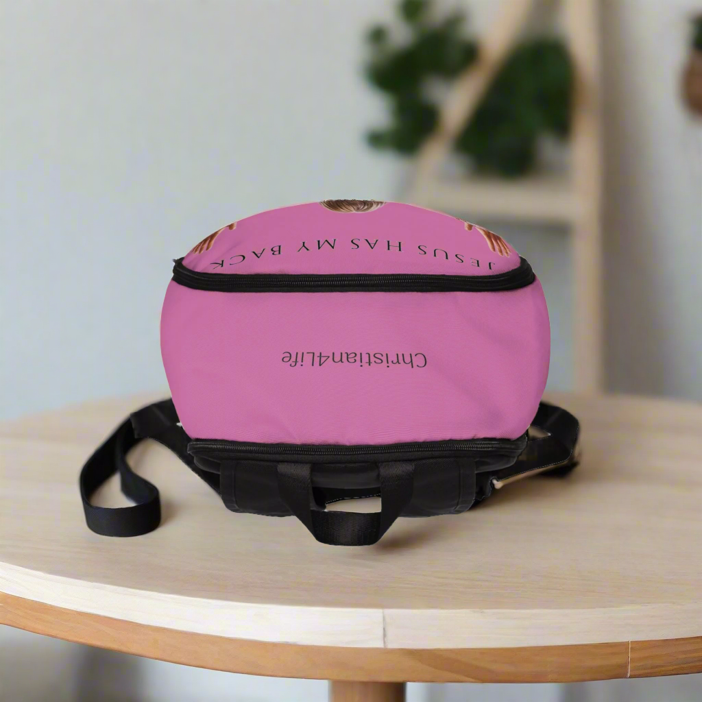 "Jesus Has My Back" Christian Backpack (Choose Pink Shade)
