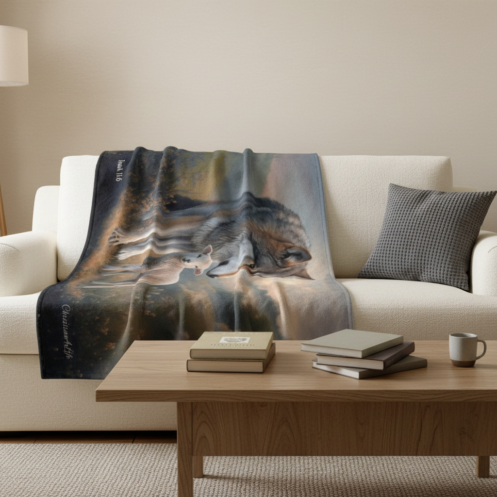 Wolf and Lamb-Isaiah 11:6 -Ultra-Soft Micro Fleece Blanket (multiple sizes)