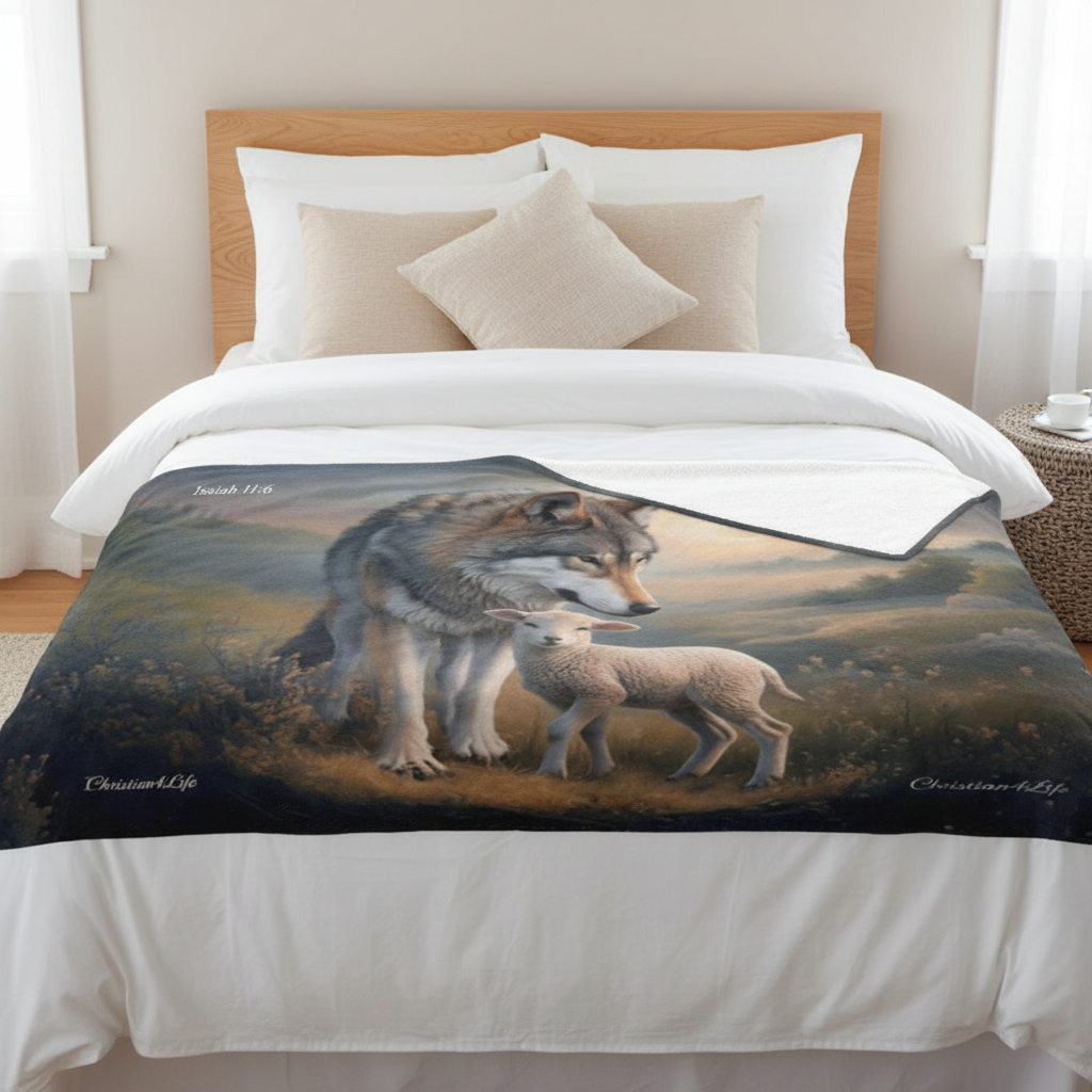 Wolf and Lamb-Isaiah 11:6 -Ultra-Soft Micro Fleece Blanket (multiple sizes)