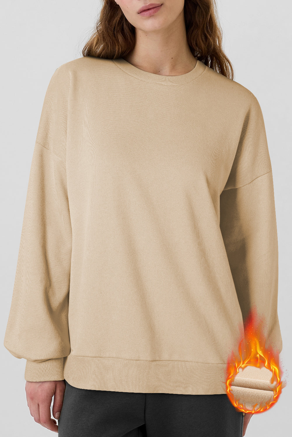 Sea Green Solid Fleece Lined Drop Shoulder High Low Sweatshirt