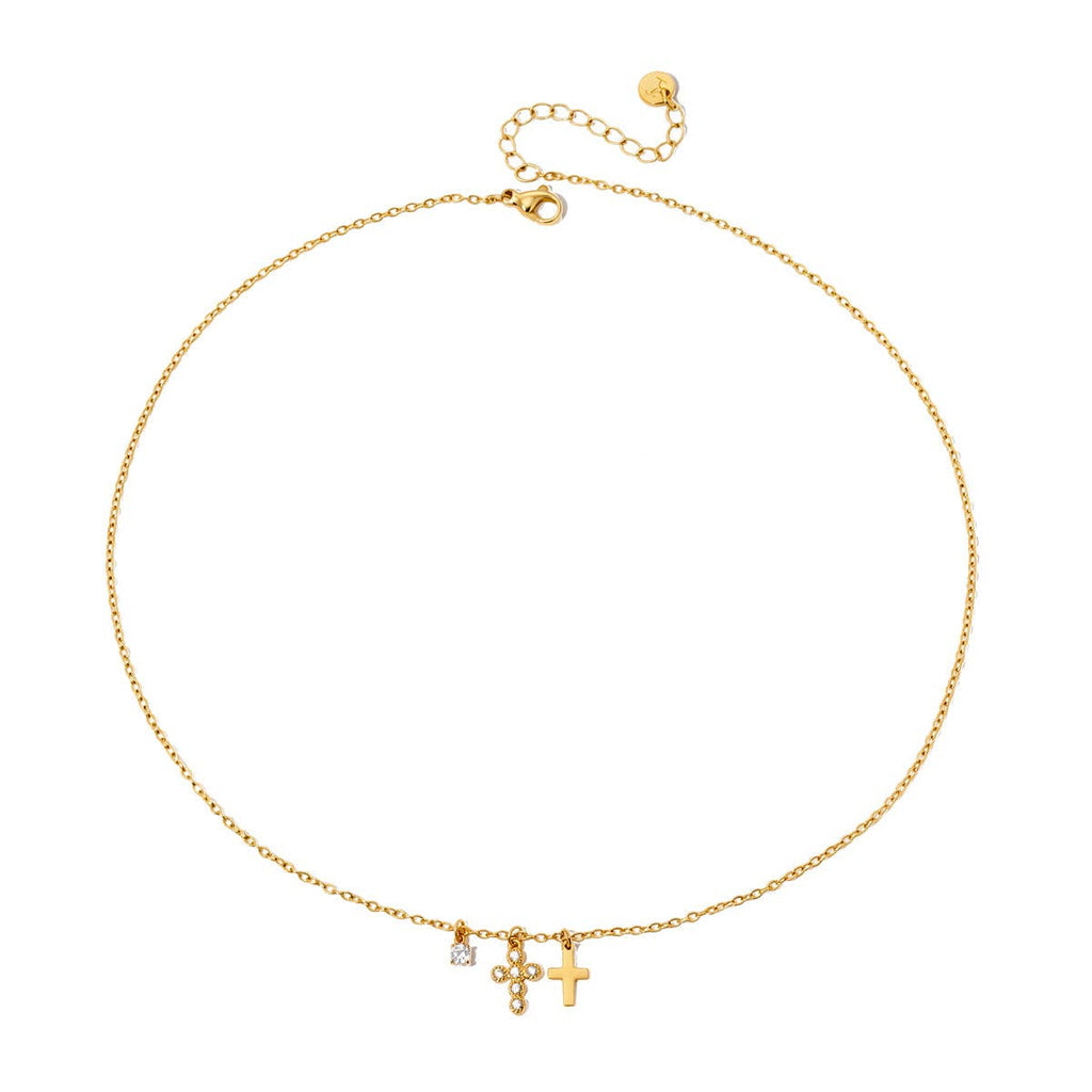 Petite Double Cross Necklace