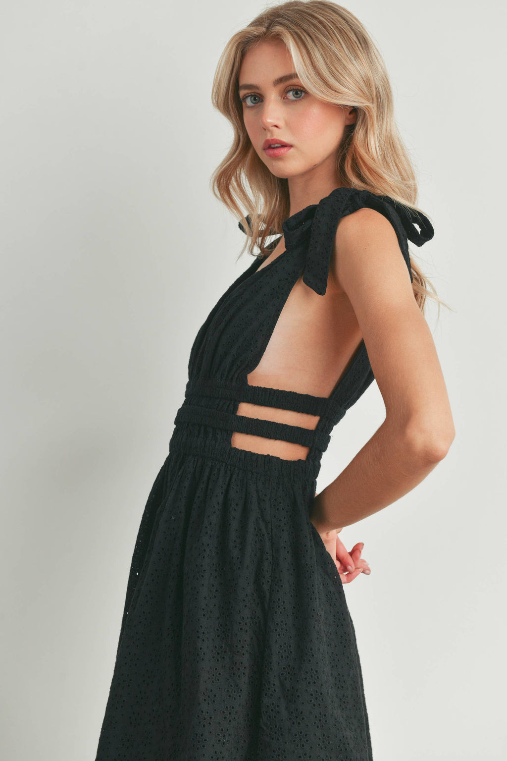 Ingrid Self-Tie Shoulder Dress