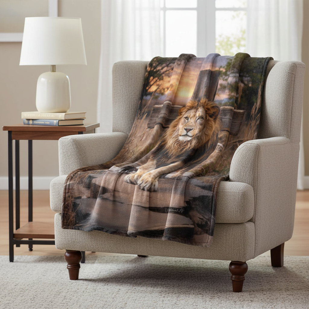 Lion of Judah, Rock and Cross - Ultra-Soft Micro Fleece Blanket (multiple sizes)