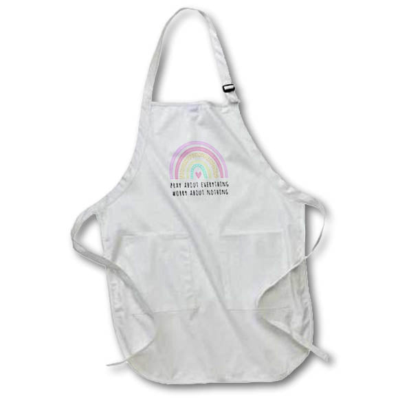 Apron - Pray About Everything Worry About Nothing Christian Bible Verse Quote Boho Rainbow