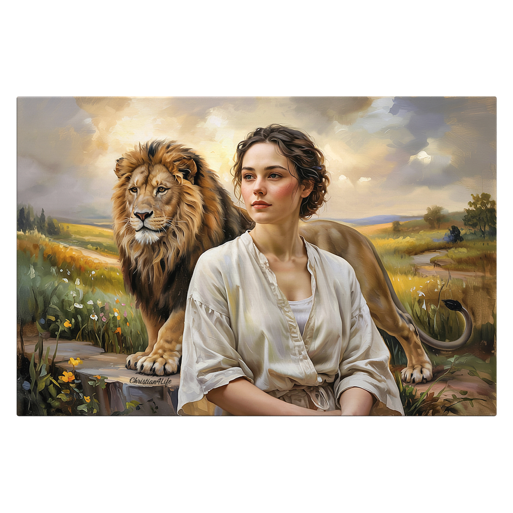 "Behind every Christian woman is the Lion of Judah." - Gallery Wrapped Canvas