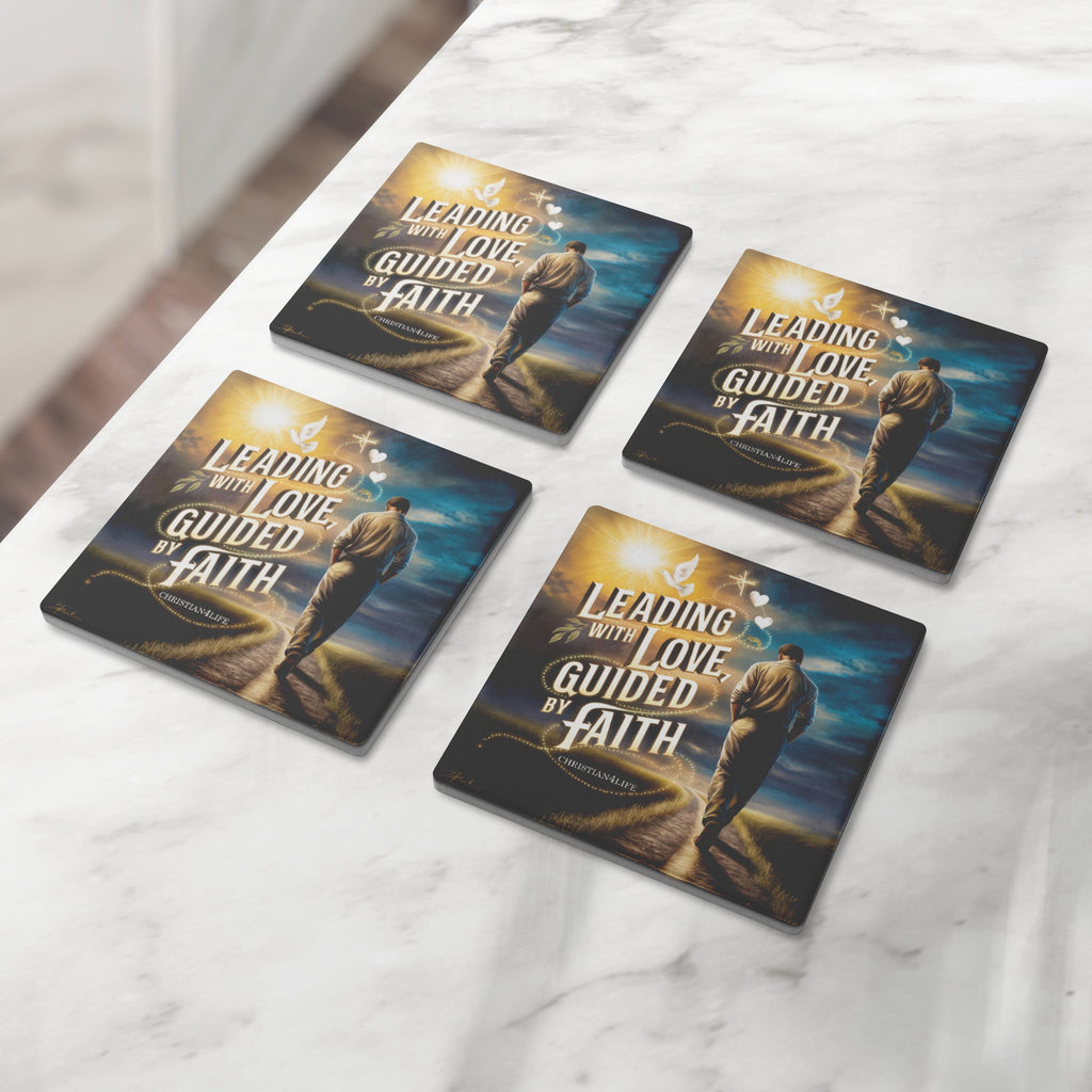 Christian coasters (4) "Leading with Love, Guided by Faith"