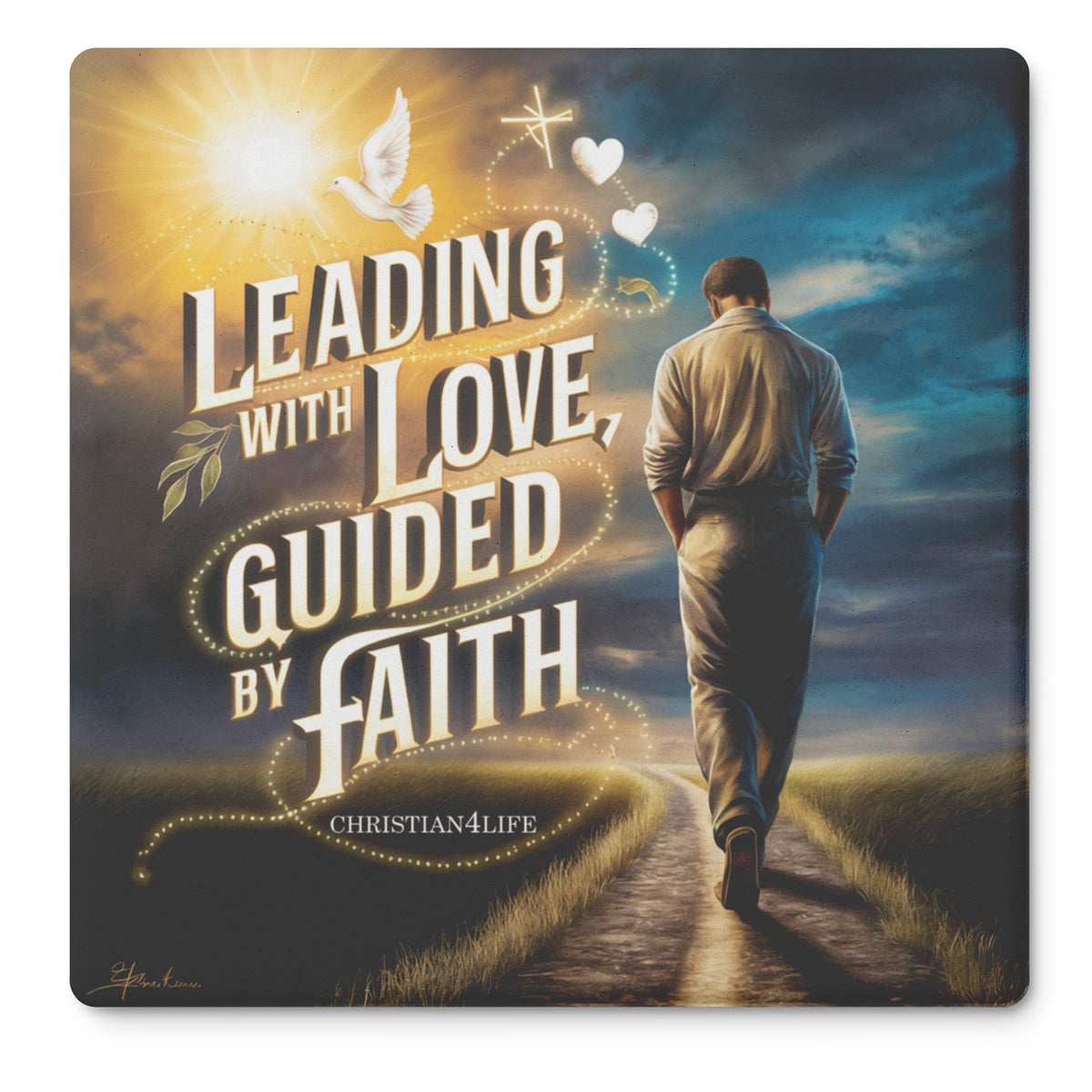 Christian coasters (4) "Leading with Love, Guided by Faith"